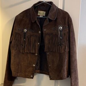 Scully Brown Leather Jacket with Braided Details